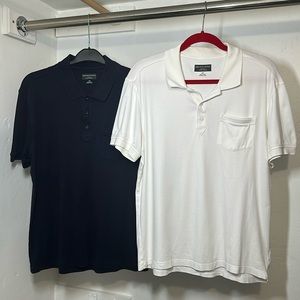 SET OF (2) Saks Fifth Avenue Shirt Black & White Pair Polo Slim Fit Men’s Large